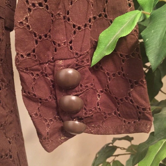 Kensie Earth Brown Eyelet Blazer /Jacket - Picture 4 of 5